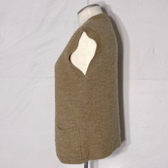 Vintage Junior Bazaar Tan Knit Open Front Vest Cardigan S - Picture 4 of 11